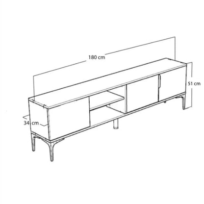 Έπιπλο Τηλεόρασης Kowel Μελαμίνης Ανθρακί-Oak 180x34x51