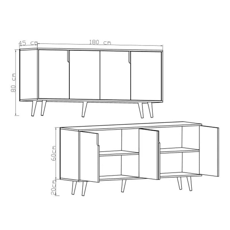 Μπουφές Sennan Μελαμίνης Oak 180x45x80