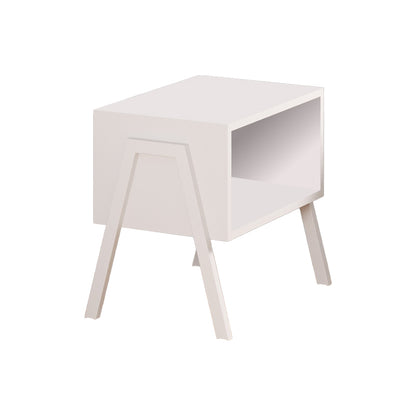 Taffa Nightstand with White Metal Legs in White Color 49x35x49