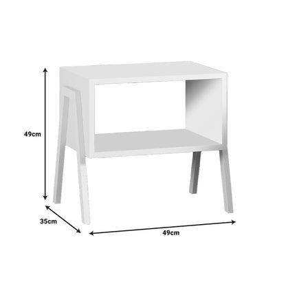 Taffa Nightstand with White Metal Legs in White Color 49x35x49