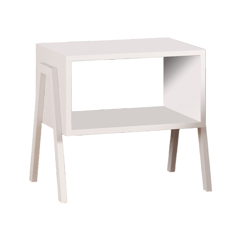 Taffa Nightstand with White Metal Legs in White Color 49x35x49