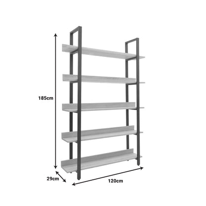 Βιβλιοθήκη Almond σε Oak-Μαύρη Απόχρωση 120x29x185