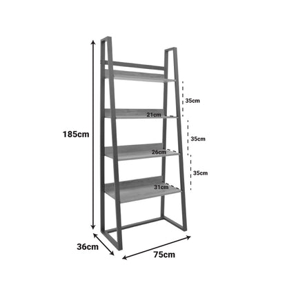 Βιβλιοθήκη Ryder σε Oak-Μαύρη Απόχρωση 75x36x185