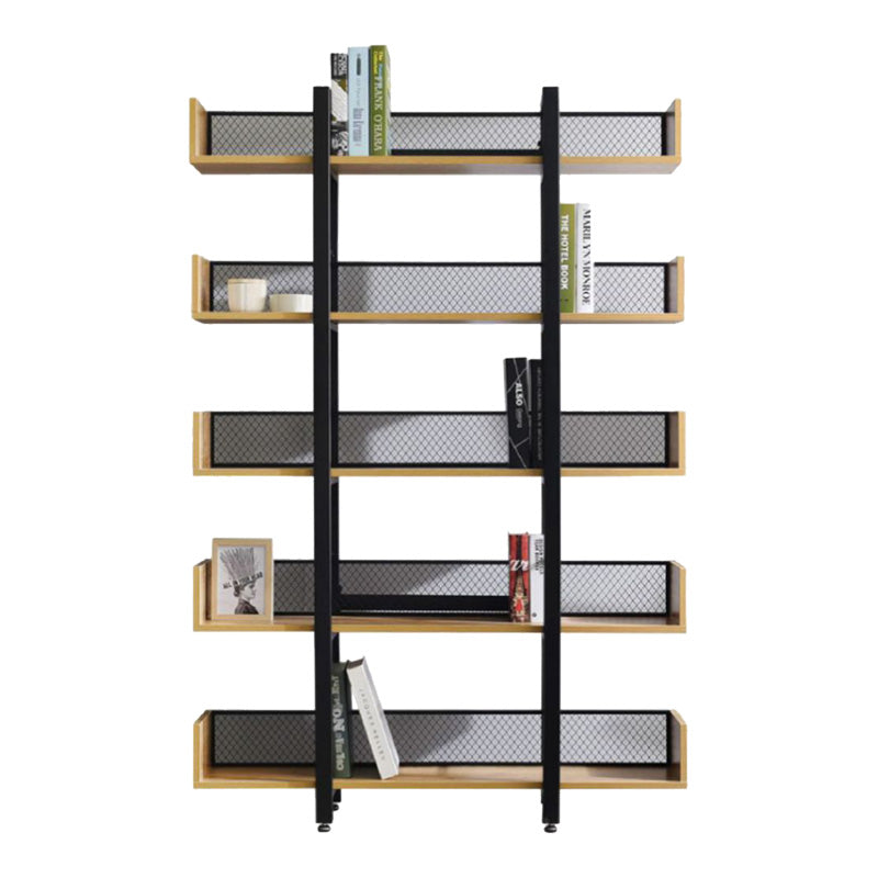 Βιβλιοθήκη Musha Μέταλλο Μαύρο με Oak Απόχρωση 120x22x185