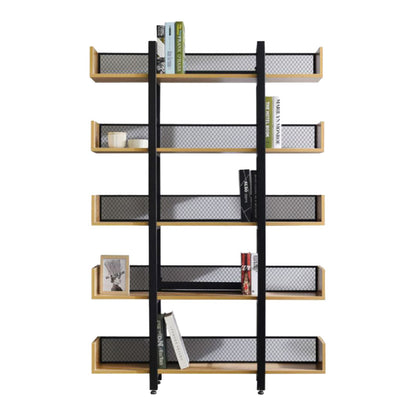 Βιβλιοθήκη Musha Μέταλλο Μαύρο με Oak Απόχρωση 120x22x185