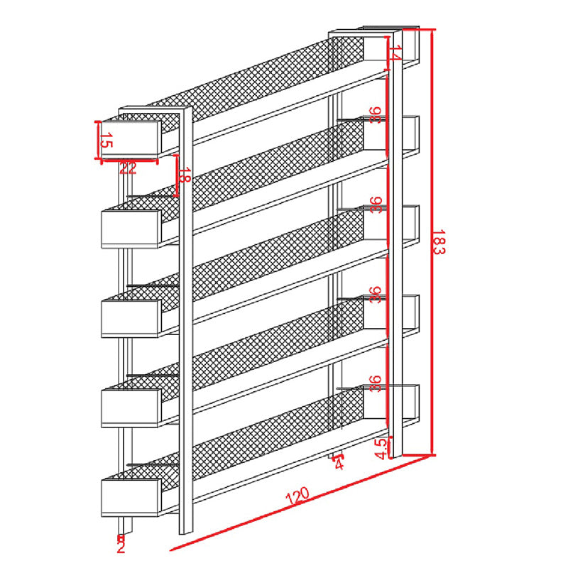 Βιβλιοθήκη Musha Μέταλλο Μαύρο με Oak Απόχρωση 120x22x185
