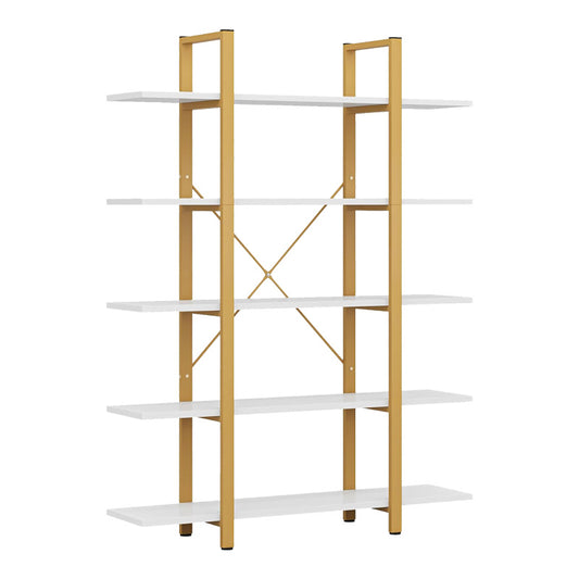 Βιβλιοθήκη Esthon σε Λευκή Όψη Μαρμάρου με Χρυσό Μέταλλο 120x28x180