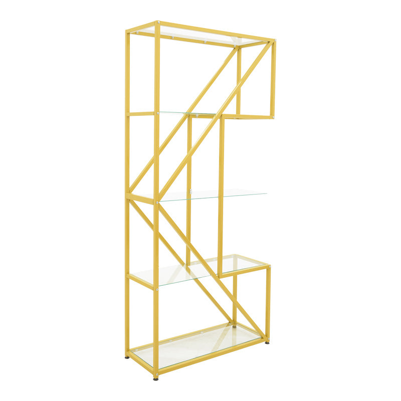 Ραφιέρα Aylan Γυαλί - Μέταλλο σε Χρυσή Απόχρωση 100x30x200