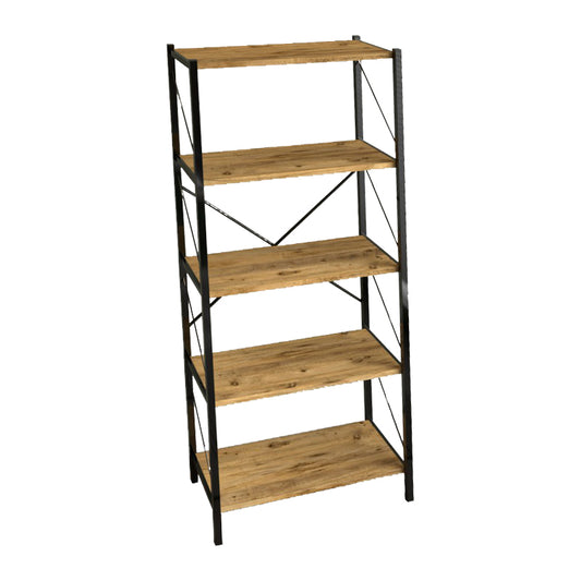 Βιβλιοθήκη Bimblem Oak με Μαύρο Μέταλλο 60x30x150