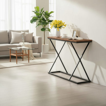 Κονσόλα Glimmer Καρυδί με Μαύρο Μέταλλο 100x30x80