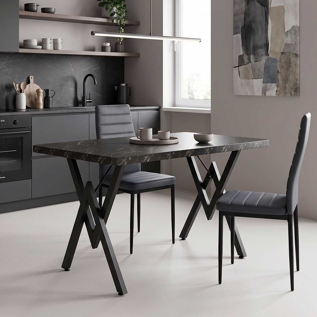 Τραπέζι Vertex Μαύρο Μαρμάρου και Μέταλλο 110x70x72