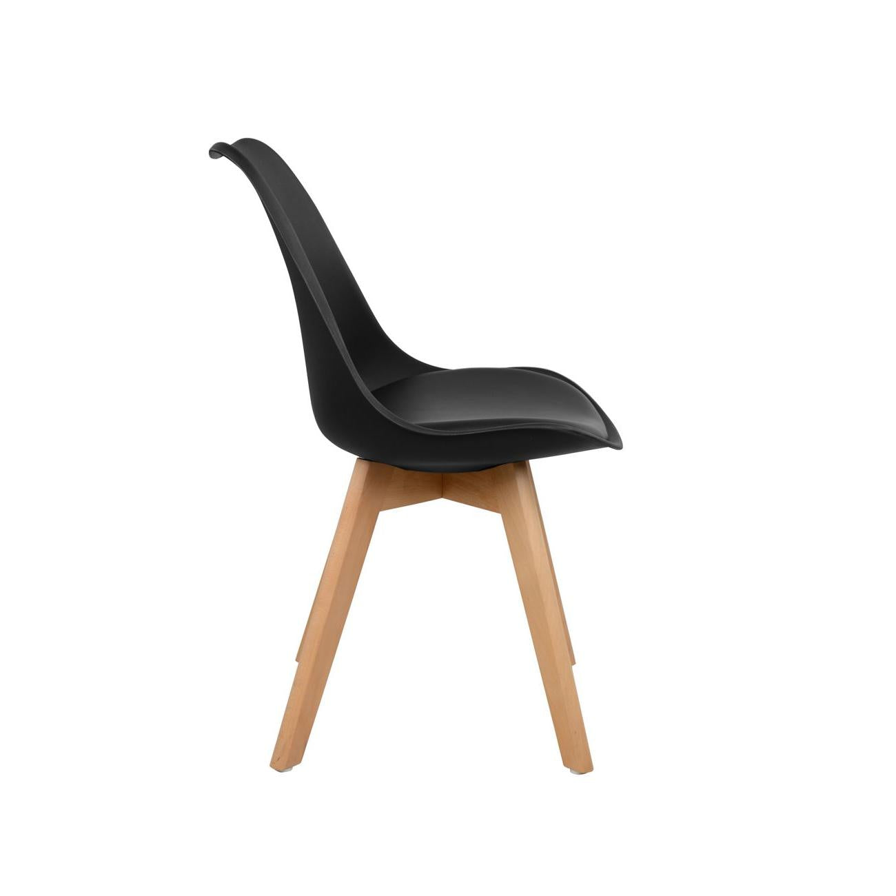 Καρέκλα Lora Μαύρο με Ξύλινα Πόδια 47x56.6x82