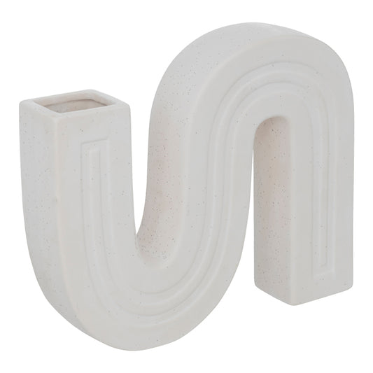 Βάζο Snaky Κεραμικό σε Λευκή Απόχρωση 25x5x21