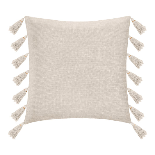 Μαξιλάρι Διακοσμητικό Erden με Κρόσσια Ύφασμα σε Ιβουάρ Απόχρωση 50x50εκ