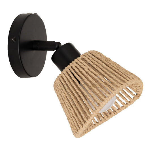 Φωτιστικό Τοίχου-Απλίκα Hender σε Φυσική-Μαύρη Απόχρωση Φ10x19.5