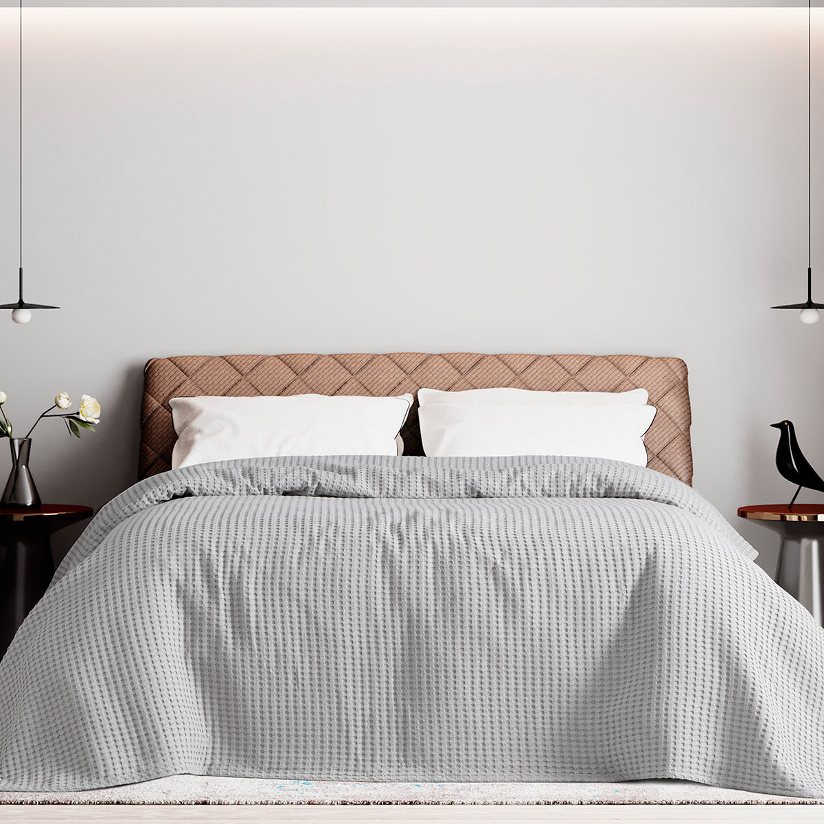 Πικέ Υπέρδιπλη Waffle Art 1990 230x240εκ Γκρι