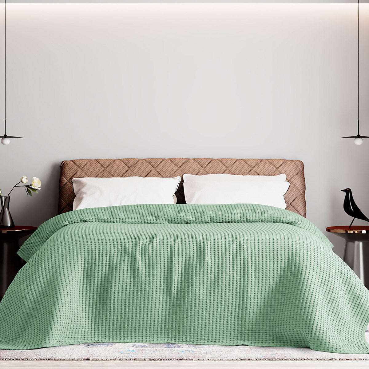 Πικέ Υπέρδιπλη Waffle Art 1990 230x240εκ Μέντα