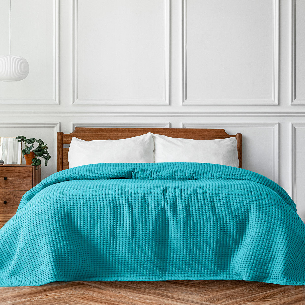 Πικέ Υπέρδιπλη Waffle Art 1990 230x240εκ Πετρόλ