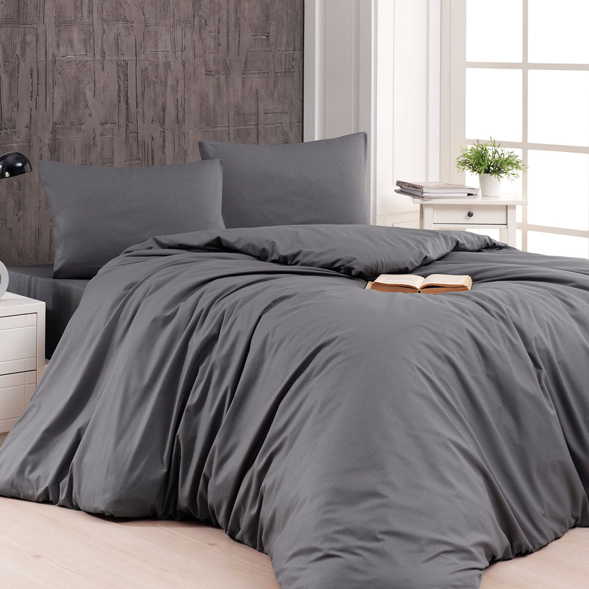 Παπλωματοθήκη Υπέρδιπλη Μονόχρωμη Art 1999 230x250εκ Ανθρακί