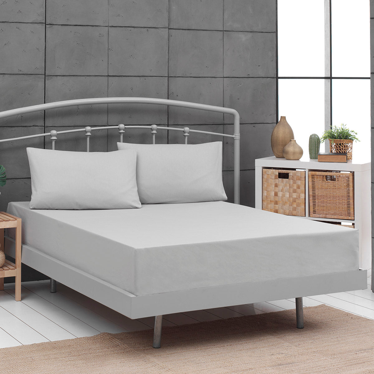 Σεντόνι Υπέρδιπλο Μονόχρωμο με Λάστιχο Art 1999 170x200+30εκ Γκρι