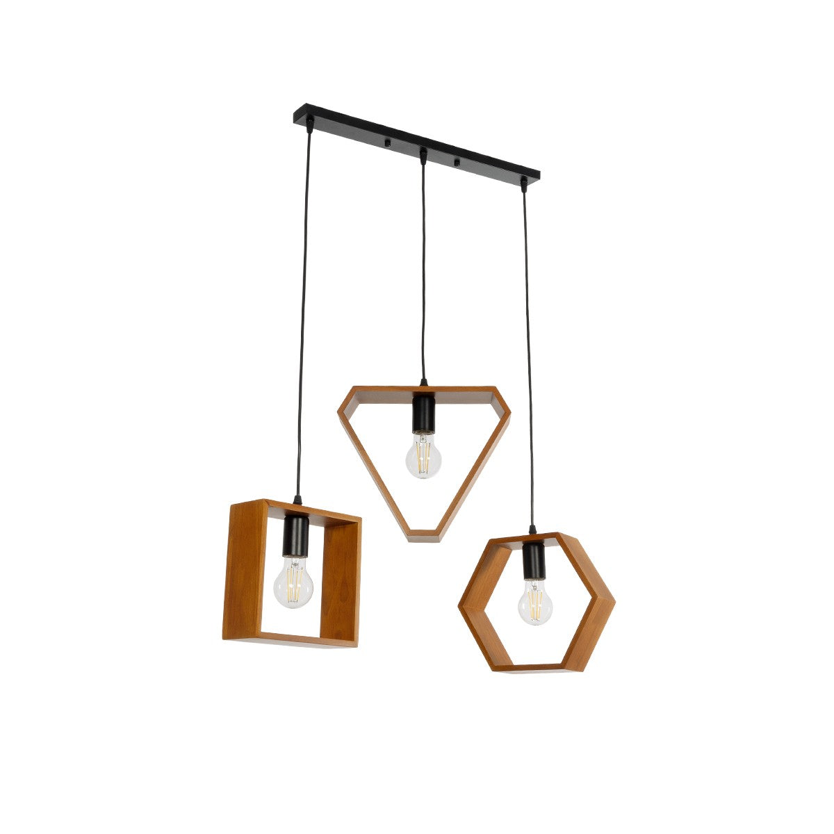 ELISE 999-0034 Μοντέρνο Κρεμαστό Φωτιστικό Οροφής με Ντουί 3 x E27 AC 220-240V IP20 - Καφέ & Μαύρο - Μ74 x Π9 x Υ40