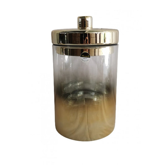 Βάζο με Καπάκι Γυάλινο/Μεταλλικό Διάφανο/Χρυσό 15x15x26