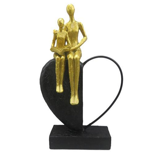 ΔΙΑΚΟΣΜΗΤΙΚΗ ΦΙΓΟΥΡΑ ΑΝΘΡΩΠΟΙ ΚΑΘΙΣΤΟΙ ΣΕ ΚΑΡΔΙΑ ΜΑΥΡΟ & ΧΡΥΣΟ 18x7x29