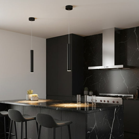 CANAL KLV-101-0070 Κρεμαστό Φωτιστικό Οροφής LED 7W 700lm 36° AC 220-240V IP20 Θερμό Λευκό 2700K - Bridgelux COB Chip & TÜV SÜD Driver - Μαύρο Ματ - Μ4 x Π4 x Υ30