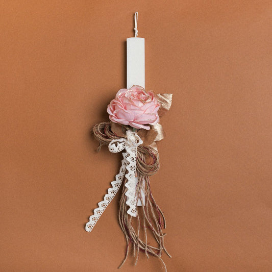 Λαμπάδα 33εκ Τριαντάφυλλο Ροζ σε Συσκευασία Δώρου