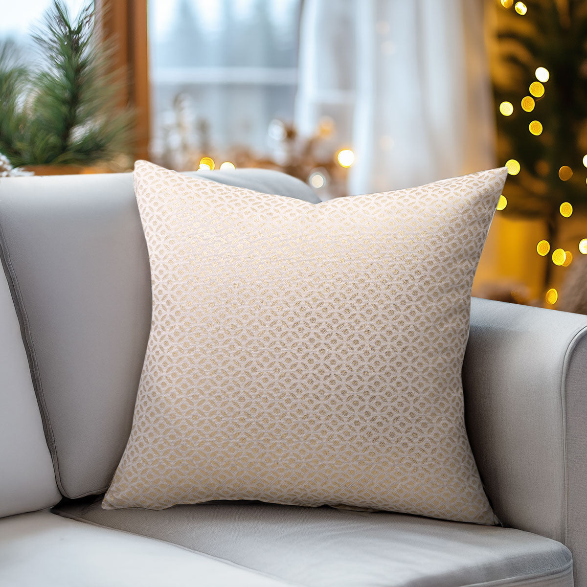 Μαξιλαροθήκη Ζακάρ Εκρού-Χρυσό 45x45εκ