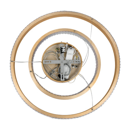DIAMOND DUO 61151-DECO Κρεμαστό Φωτιστικό Δαχτυλίδι-Κύκλος LED CCT 75W 8743lm 360° AC 220-240V - Εναλλαγή Φωτισμού μέσω Τηλεχειριστηρίου All In One Ψυχρό 6000k+Φυσικό 4500k+Θερμό 2700k Dimmable Φ40+60cm - Χρυσό Βούρτσας
