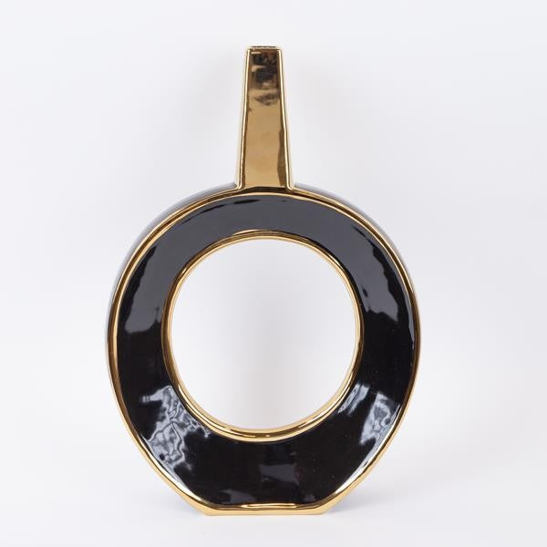 ΒΑΖΟ ΚΕΡΑΜΙΚΟ ΜΑΥΡΟ-ΧΡΥΣΟ 30.5x7.2x45