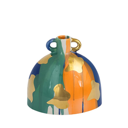 ΒΑΖΟ ΚΕΡΑΜΙΚΟ TEΡΡΑΚΟΤΤΑ-ΣΚΟΥΡΟ ΠΡΑΣΙΝΟ-ΧΡΥΣΟ 22x14x21