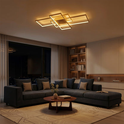 QUADRA KLV-101-0298 LED Ceiling Light 120W 12000lm 120° AC 220-240V IP20 Dimmable White CCT with Remote Control from 2700K to 6000K - Lumileds SMD Chip - Champagne Gold Matte - L105 x W60 x H9