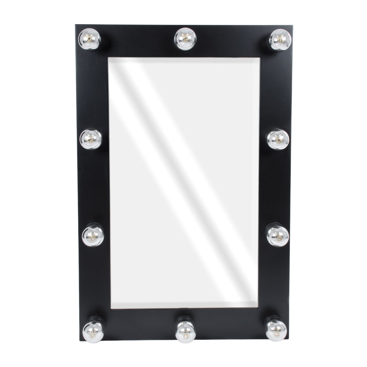 MAKEUP MIRROR-60x90-5 Μοντέρνος Καθρέπτης Μακιγιάζ με Πλαίσιο Φυσικού Ξύλου με Διακόπτη On/Off 10 x E27 AC220-240V - Μ60 x Π7 x Υ90cm - Μαύρος Έβενος