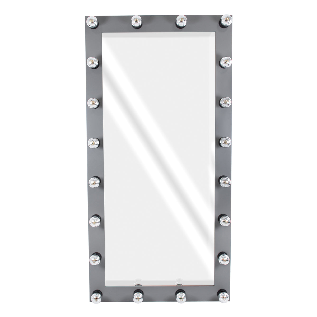 MAKEUP MIRROR-160x80-6 Μοντέρνος Καθρέπτης Μακιγιάζ με Πλαίσιο Φυσικού Ξύλου με Διακόπτη On/Off 20 x E27 AC220-240V - Μ80 x Π7 x Υ160cm - Γκρι Ανθρακί