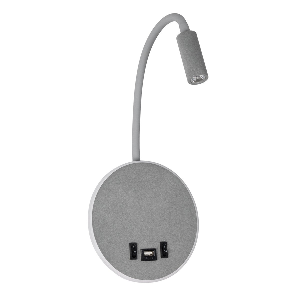 GOOSE 61694 Φωτιστικό Τοίχου - Απλίκα LED 6W 600lm 36° AC 220-240V IP20 - Reading Light & 360° Κρυφός Φωτισμός - Φορτιστής USB 3A - Θερμό Λευκό 2700K Γκρι Αλουμίνιο - Μ15.5 x Π22.5 x Υ30cm