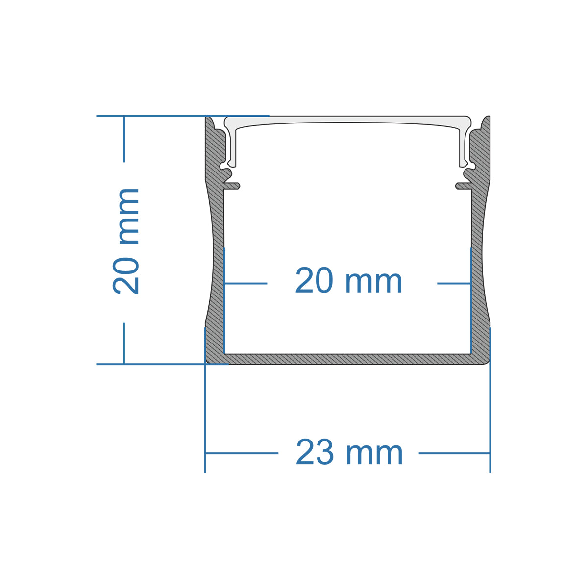 SURFACE-PROFILE 70868-1M Προφίλ Αλουμινίου - Βάση & Ψύκτρα Ταινίας LED με Λευκό Γαλακτερό Κάλυμμα - Επιφανειακή Χρήση - Πατητό Κάλυμμα - Λευκό - 1 Μέτρο - Μ100 x Π2.3 x Υ2cm