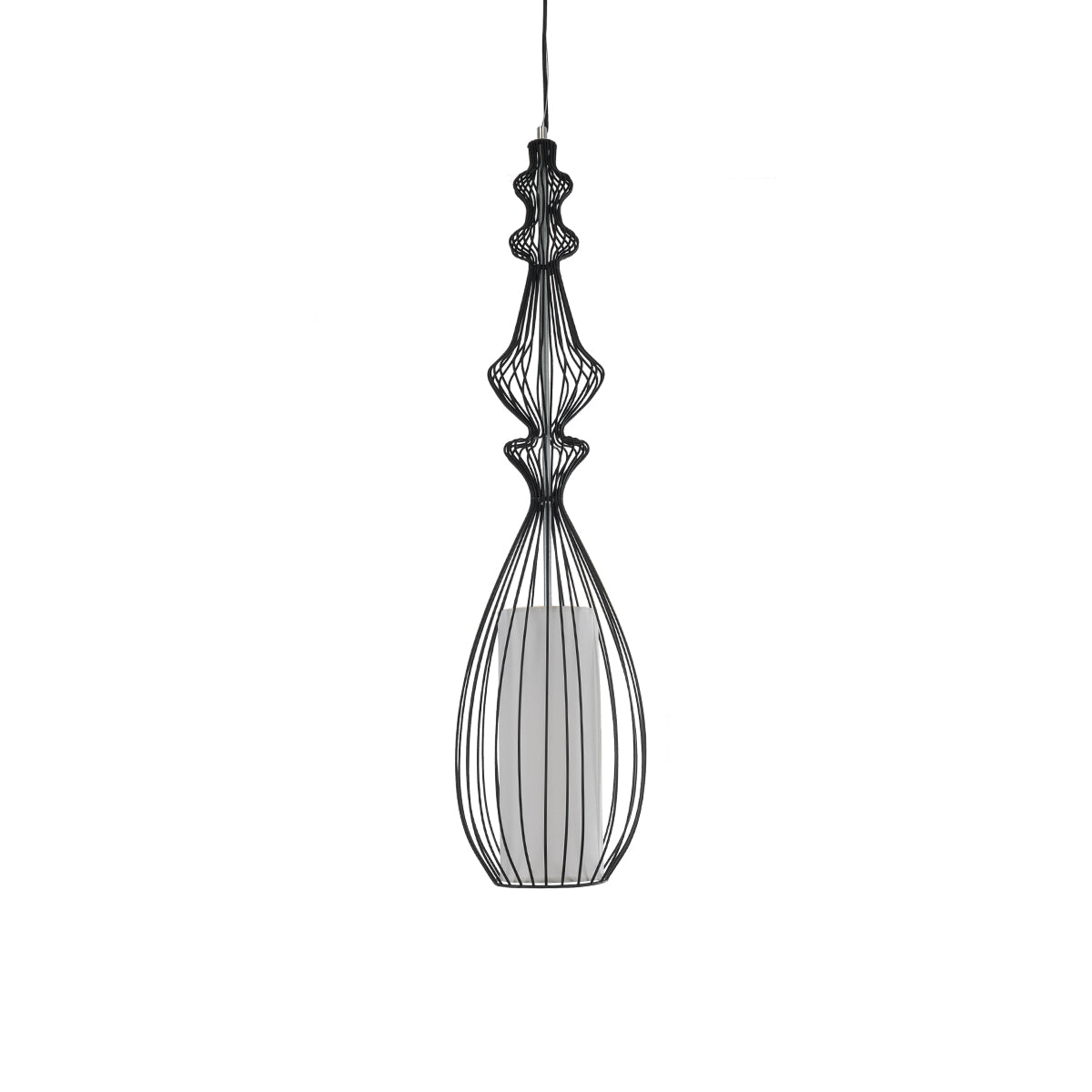 LILY 01561 Vintage Κρεμαστό Φωτιστικό Οροφής με Ντουί 1 x E27 AC 220-240V IP20 - Μαύρο & Λευκό - Μ90 x Π90 x Υ20