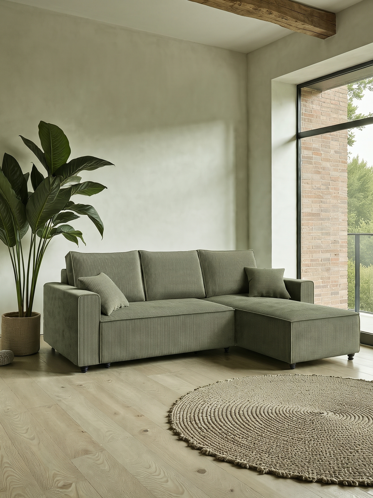 Γωνιακός Καναπές Zyra Λαδί 232x143x85
