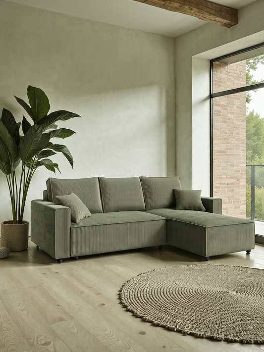 Γωνιακός Καναπές Zyra Λαδί 232x143x85