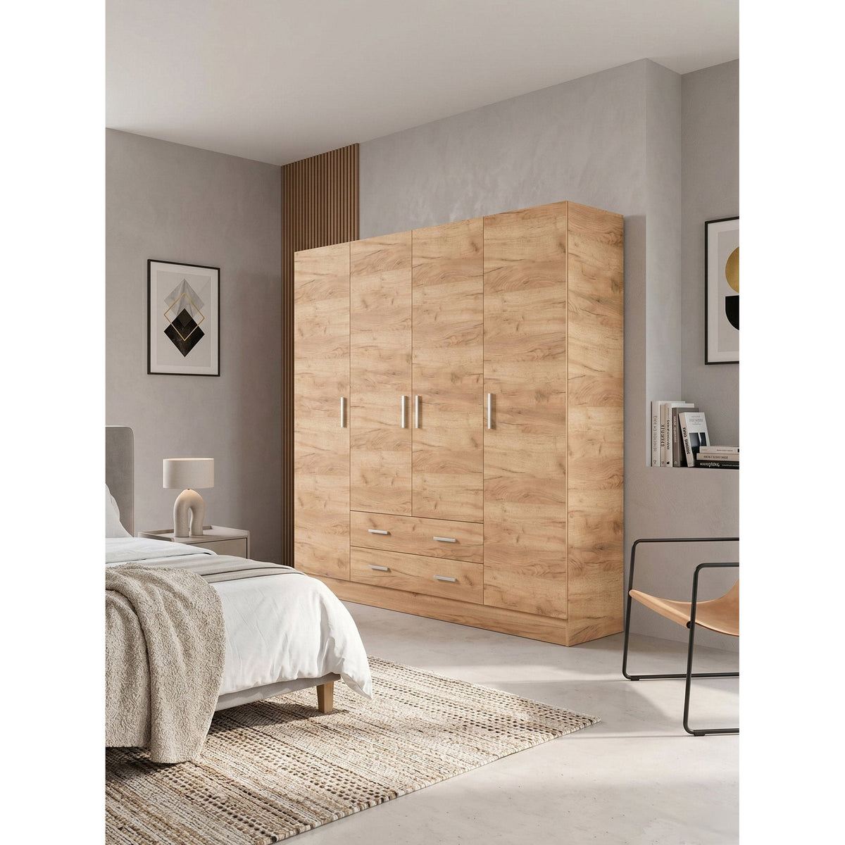Hana Four-Door Wardrobe Natural 200x52x181