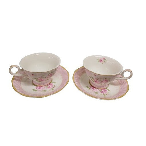 Σετ Φλυτζάνια Τσαγιού Πορσελάνης 2 Τεμ Pink Roses 8.5x15εκ