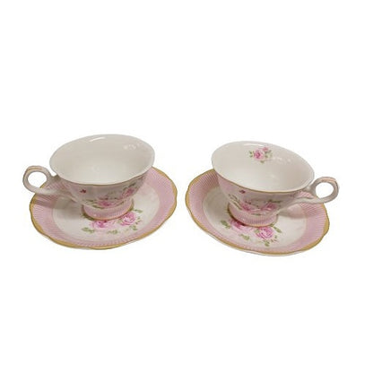 Σετ Φλυτζάνια Τσαγιού Πορσελάνης 2 Τεμ Pink Roses 8.5x15εκ