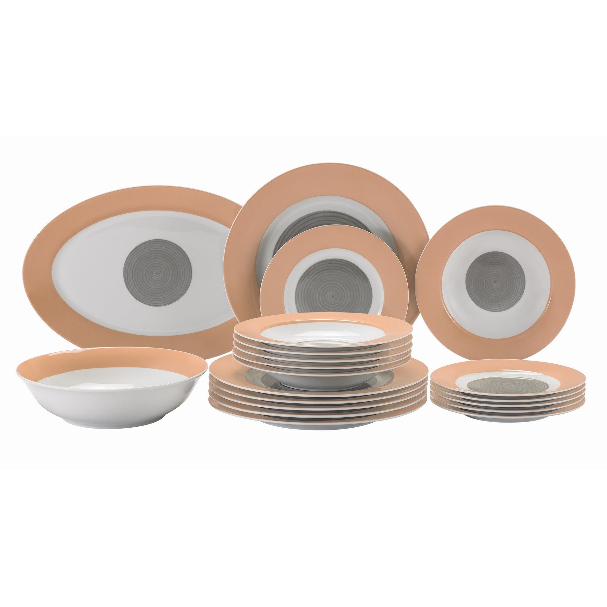 Σετ Πιάτα Φαγητού 20 Τμχ Πορσελάνη Πορτοκαλί/Λευκό