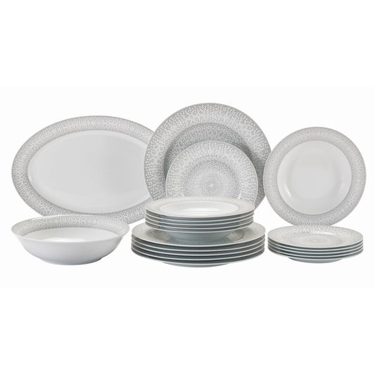Σετ Πιάτα Φαγητού 20 Τμχ Πορσελάνη Γκρι/Λευκό