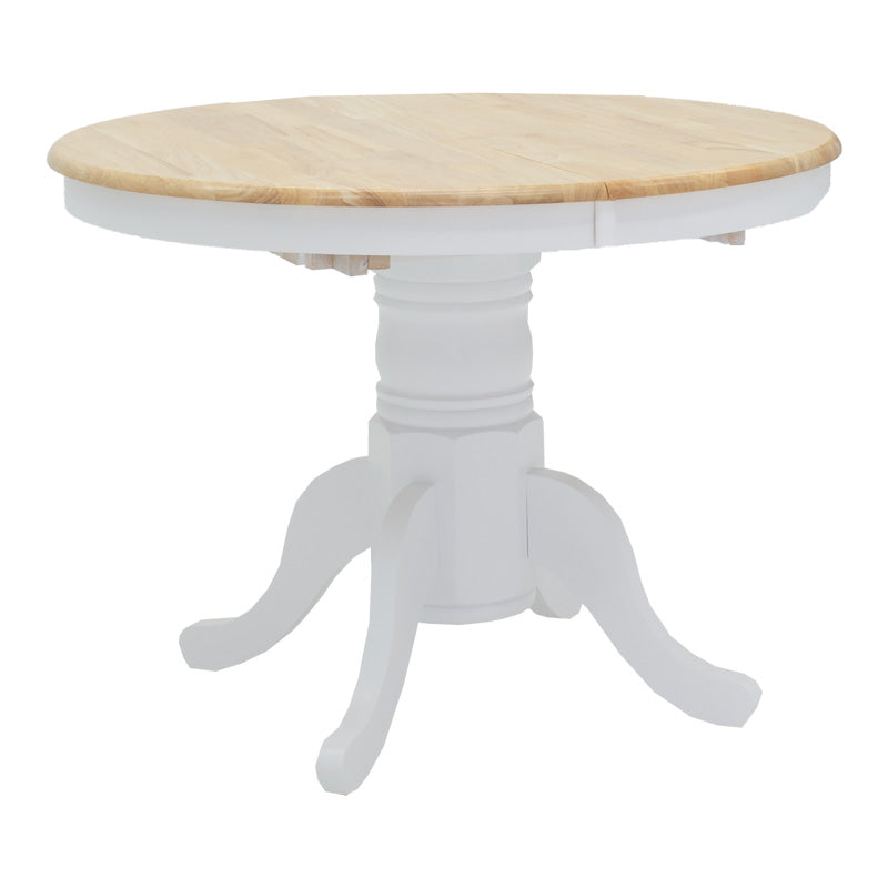 Τραπεζαρία Lars-York Σετ 5 Τμχ Επεκτεινόμενη Ξύλο Λευκό-Φυσικό Φ100(+38)x100x75