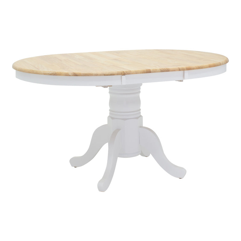 Τραπεζαρία Lars-York Σετ 5 Τμχ Επεκτεινόμενη Ξύλο Λευκό-Φυσικό Φ100(+38)x100x75