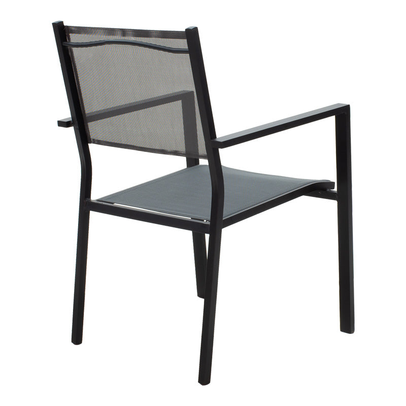 Τραπεζαρία Κήπου Nares-Moly Σετ 7 Τεμ Αλουμίνιο Μαύρο-Textilene Γκρι