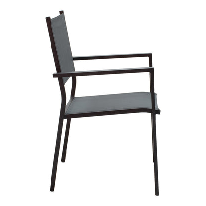 Τραπεζαρία Κήπου Nares-Moly Σετ 7 Τεμ Αλουμίνιο Μαύρο-Textilene Γκρι